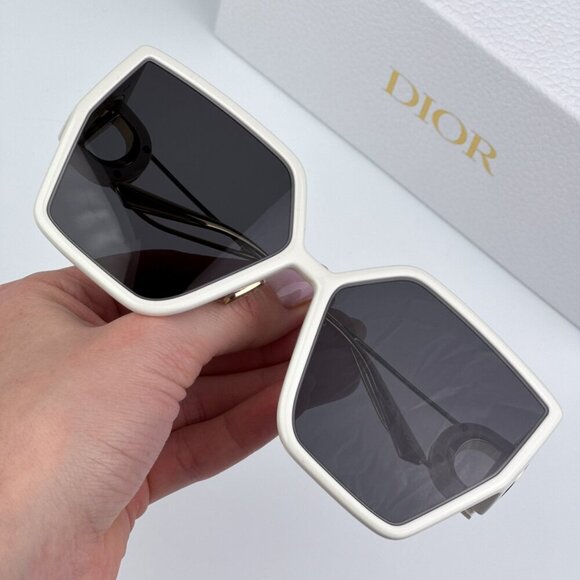 Dior 30MONTAIGNE BU 95A1 BRAND NEW Sunglasses Ivory Gold Smoke Women Geometric - Picture 2 of 11